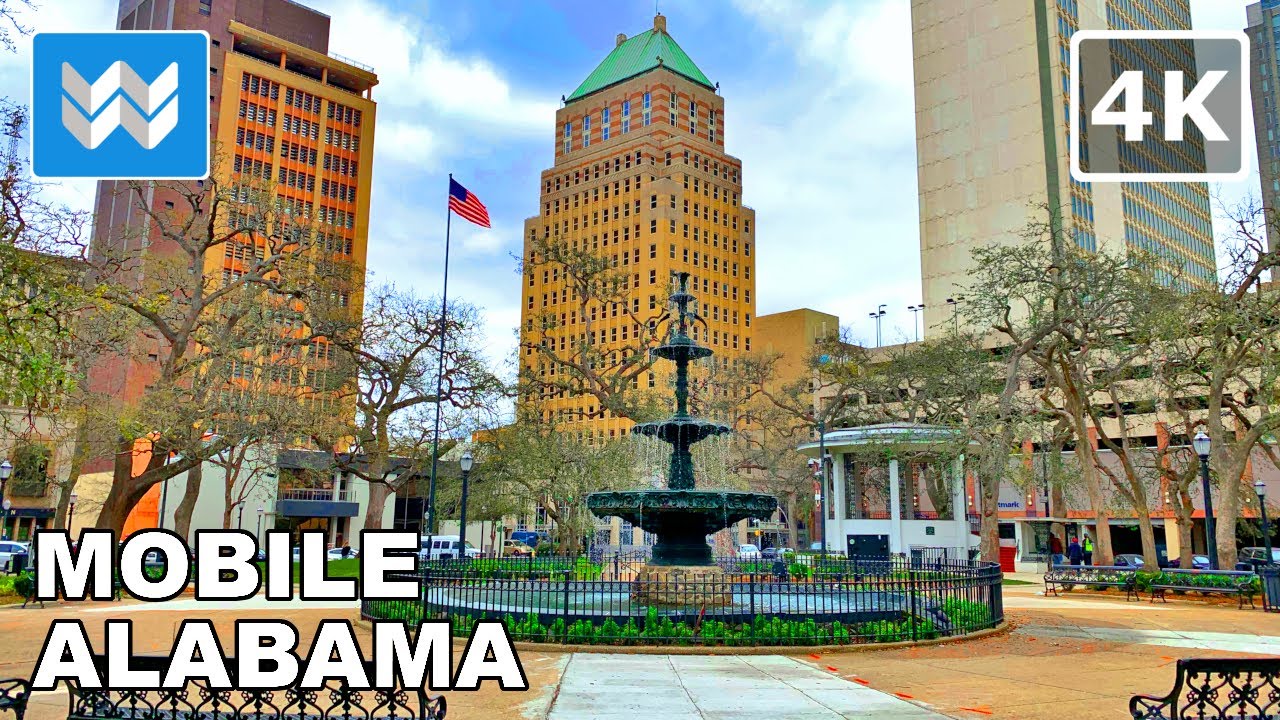 [4K] Downtown Mobile, Alabama USA - Walking Tour & Travel Guide 🎧 Binaural Sound