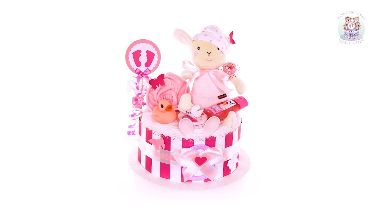 WINDELTORTE FÜR MÄDCHEN 1.214 | Baby-Geschenk | Diaper Cake Baby Girl Gift