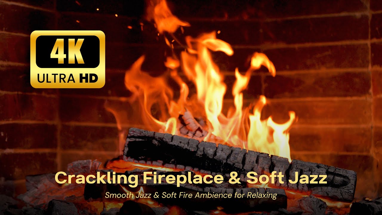 🔥 Fireplace 4K UHD LIVE with Real Fire Sounds and Piano Music Cozy Night Ambience