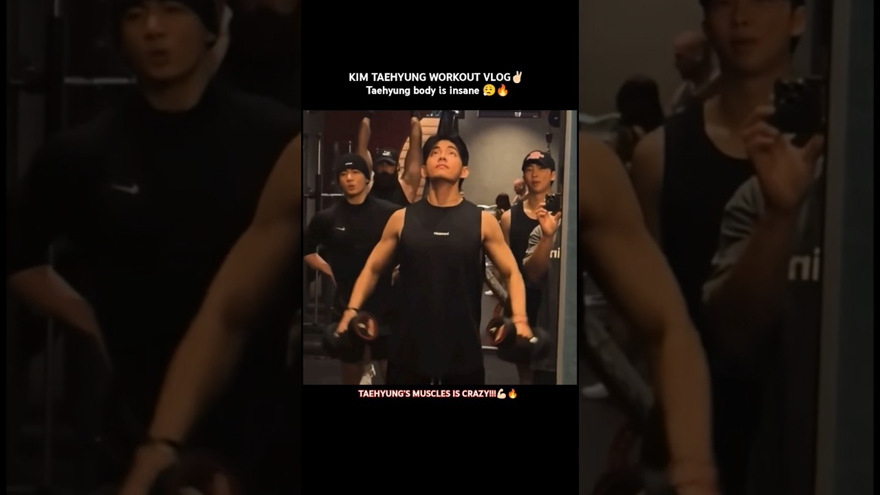 LOOK AT THE TAEHYUNG&rsquo;S MUSCLES IS CRAZY!!😮&zwj;💨 Gym boy💪🏻🔥 #bts #v #trending #gym #viral #new #shorts