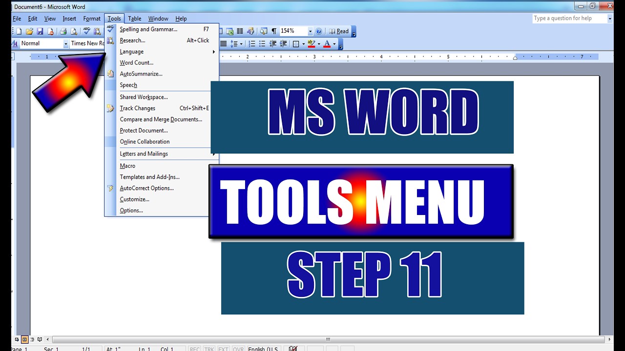 ms word tools menu step 11