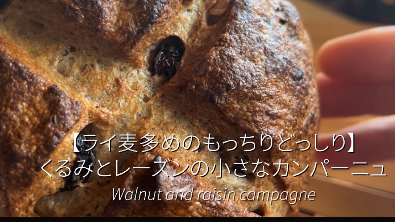 【ライ麦多めの、もっちりどっしり】胡桃とレーズンの小さなカンパーニュ