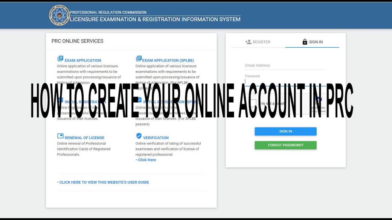 How to create an online account in PRC