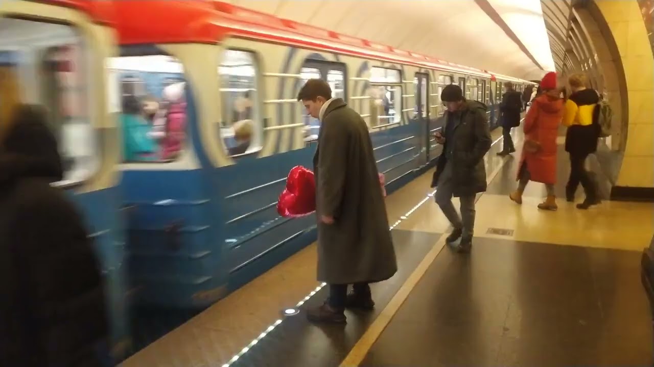 Metro Moscow, Maryina Roshcha station - interior view, arrival of the train Fragment 12