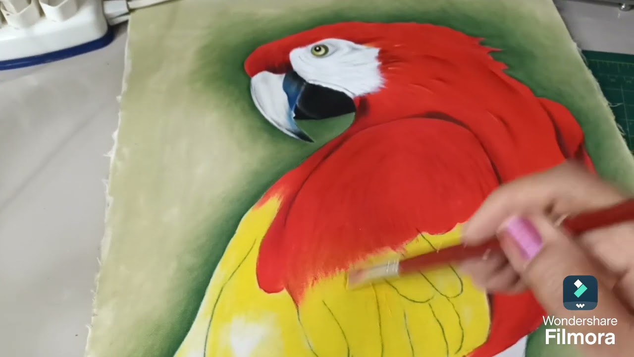 pintando arara vermelha