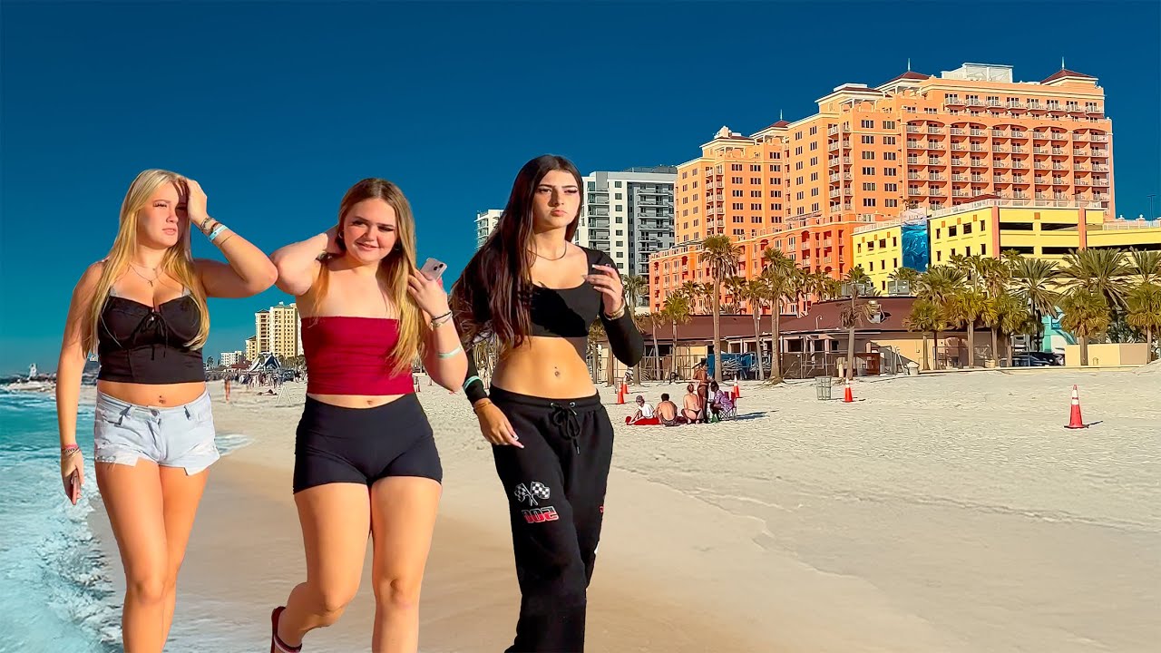 Clearwater Beach Florida 4K City Walking Tour Live Cam