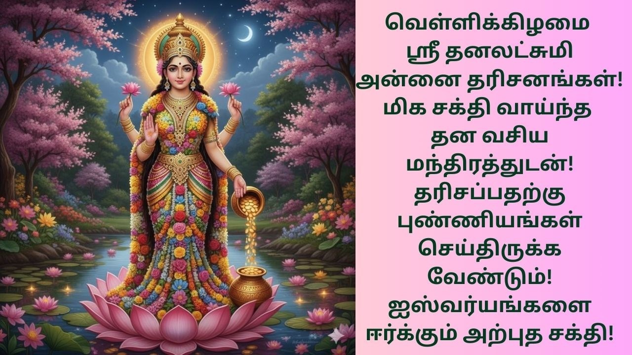 வெள்ளிக்கிழமை அன்னை ஸ்ரீ தனலட்சுமி ஐஸ்வர்ய தரிசனங்கள்! மிக சக்தி வாய்ந்த தனவசிய மந்திரத்துடன்!