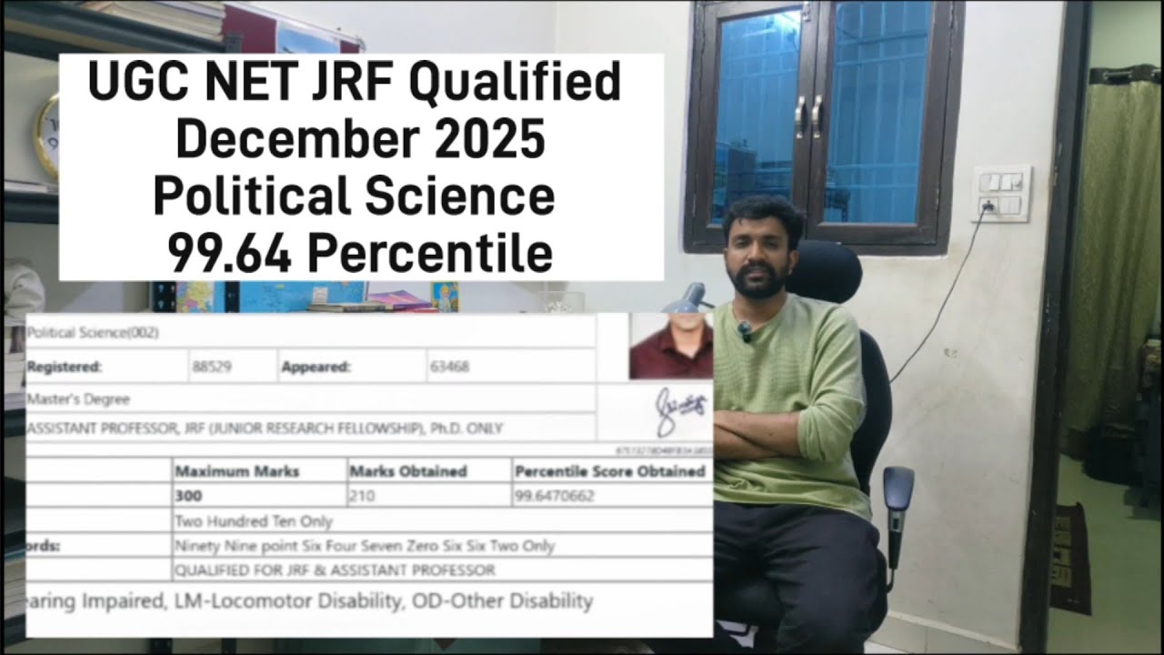 UGC NET JRF Qualified | December 2025 | Political Science | 99.64 Percentile | My First Video