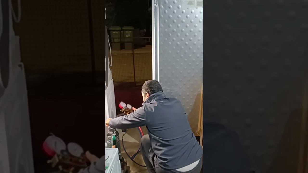 testing a no-frost refrigerator where freon leaks with nitrogen under a pressure of 10 bars.