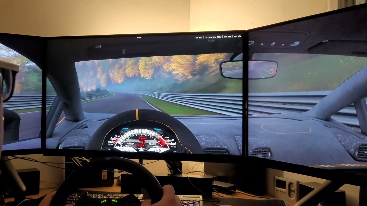 Sensacional!! Simulador com 3 telas (triple screen) em Nürburgring no Assetto Corsa