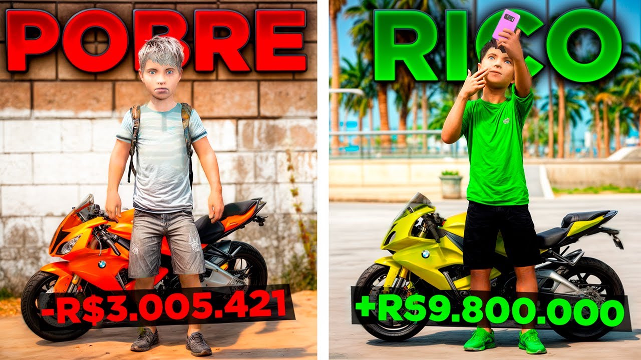 CRIANÇA POBRE VS CRIANÇA RICA: QUEM CONSEGUE A MELHOR MINI MOTO NO GTA 5?😱