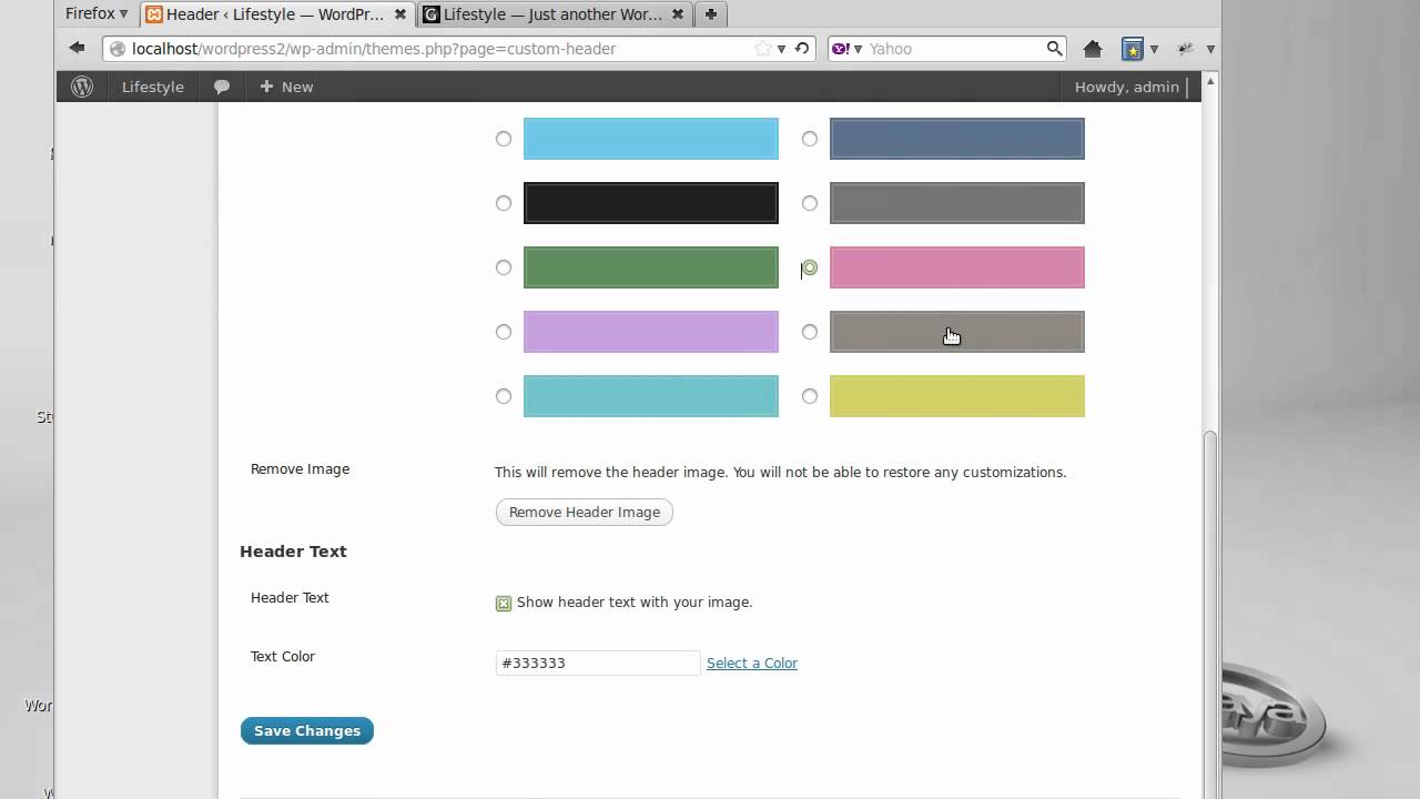 Using the Genesis themes colour selector option in the StudioPress Lifestyle theme.