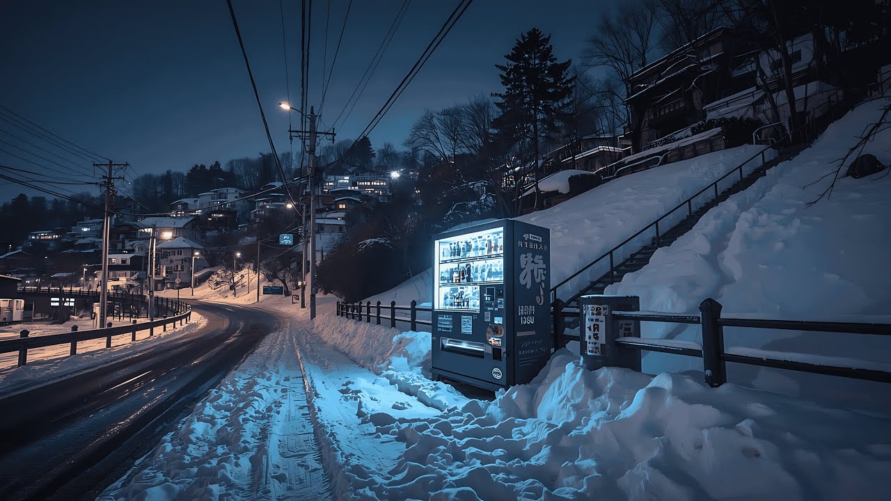 2 AM Beneath a Hilltop View of the Sleeping City ❄️ | 90s Lofi — Cold Streets & Vending Machine Glow