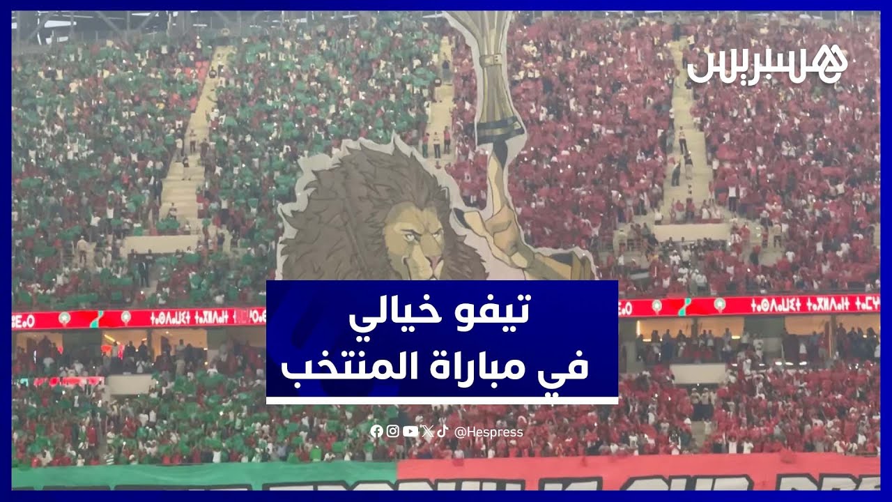 تيفو خيالي يلهب الأجواء أثناء عزف النشيد الوطني في مباراة المغرب والنيجر