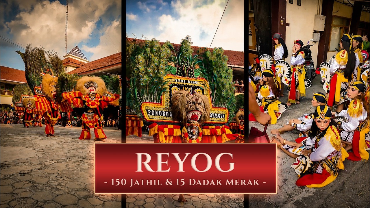150 Jathil & 15 Dadak Merak | Reog Ponorogo Mass Performance in East Java, Indonesia