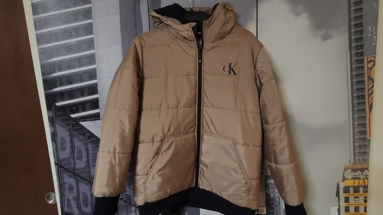 Calvin Klein Boys Hooded Bubble Jacket WIth Polar Fleece Lining