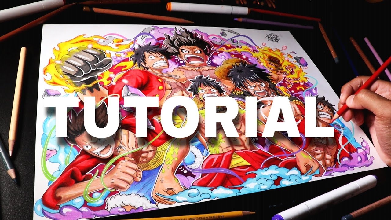 Desenhando o Luffy + TUTORIAL em Tempo Real | COLLAB MUGIWARAS