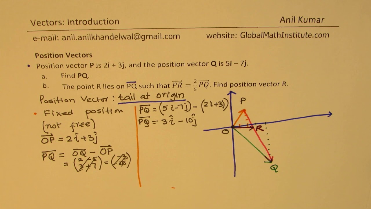 Position Vector R that Divides PQ in the Ratio of 2 to 3