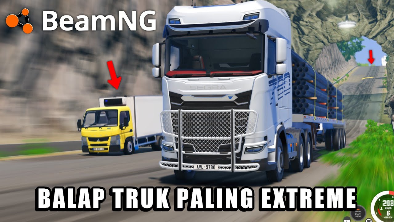 Ngeri! Balapan Truk Brutal Di Turunan Extrime Sampe Banyak Yang Hancur - BeamNG Drive Indonesia