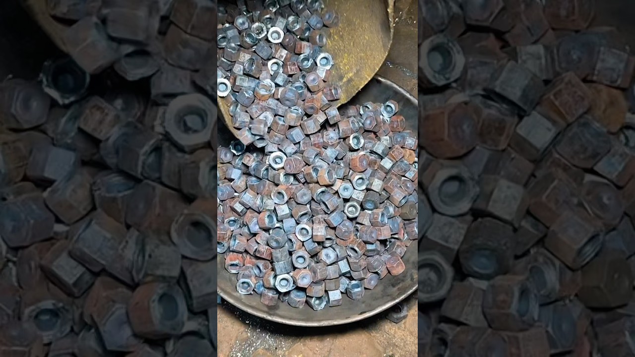 Rusted Iron Bars into Quality Hex Nuts #shorts