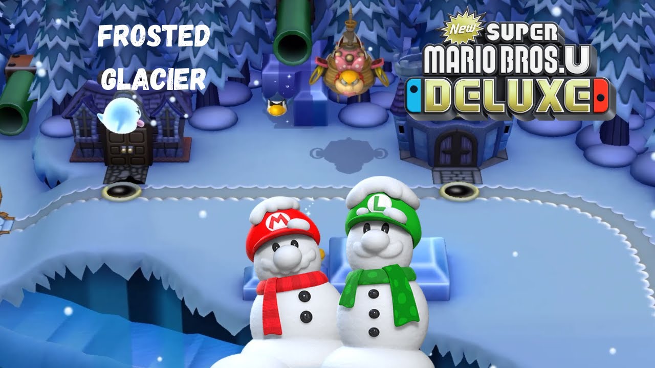 New Super Mario Bros. U Deluxe - Part 4 Walkthrough - Frosted Glacier (Luigi)
