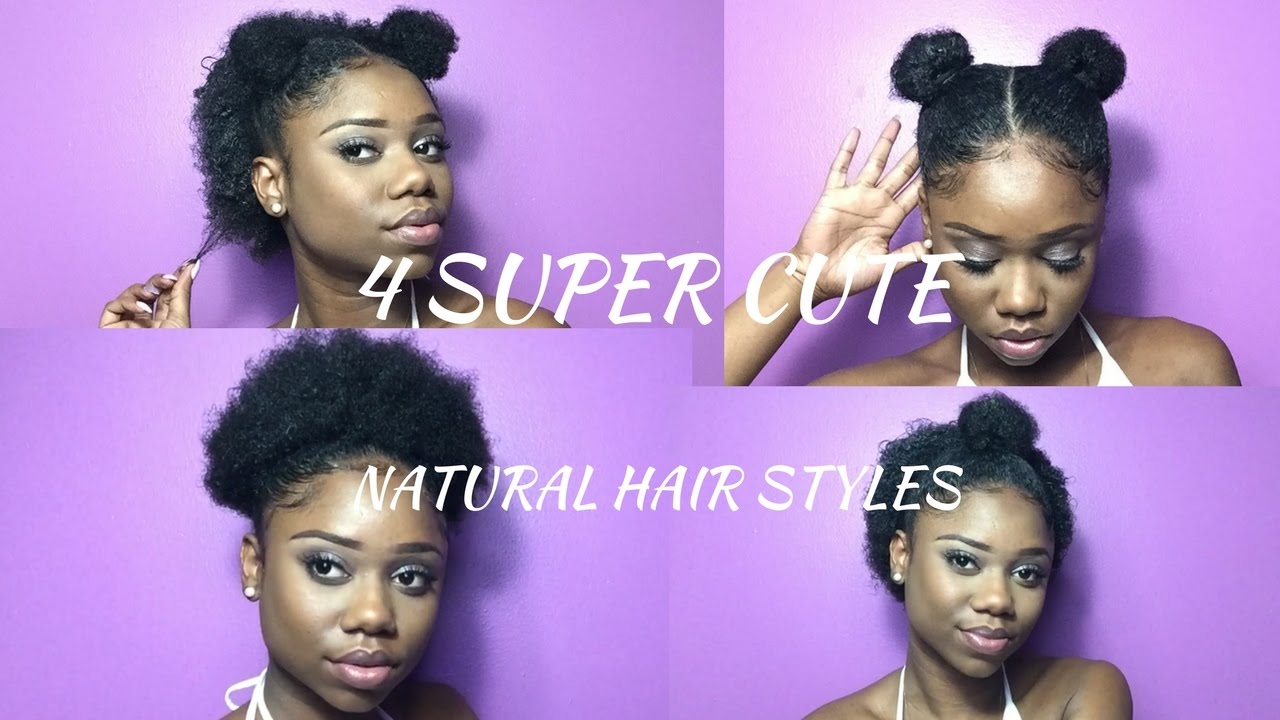 SUPER CUTE Hairstyles For SHORT NATURAL HAIR ! | Half Up, Space Bun, High Puff & Double Top Knot