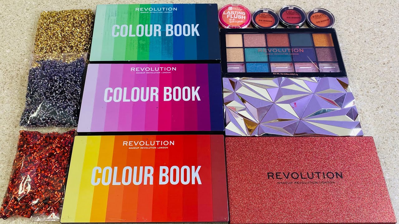 Mixing ''COLORBOOK EYESHADOWS'' Makeup Eyeshadows Into Slime / Satisfying ASMR Videos.