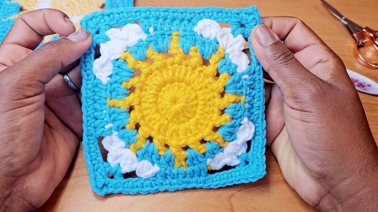 SQUARE SOL E NUVEM ☀️☁️ EM CROCHÊ #DIY #square_diferente