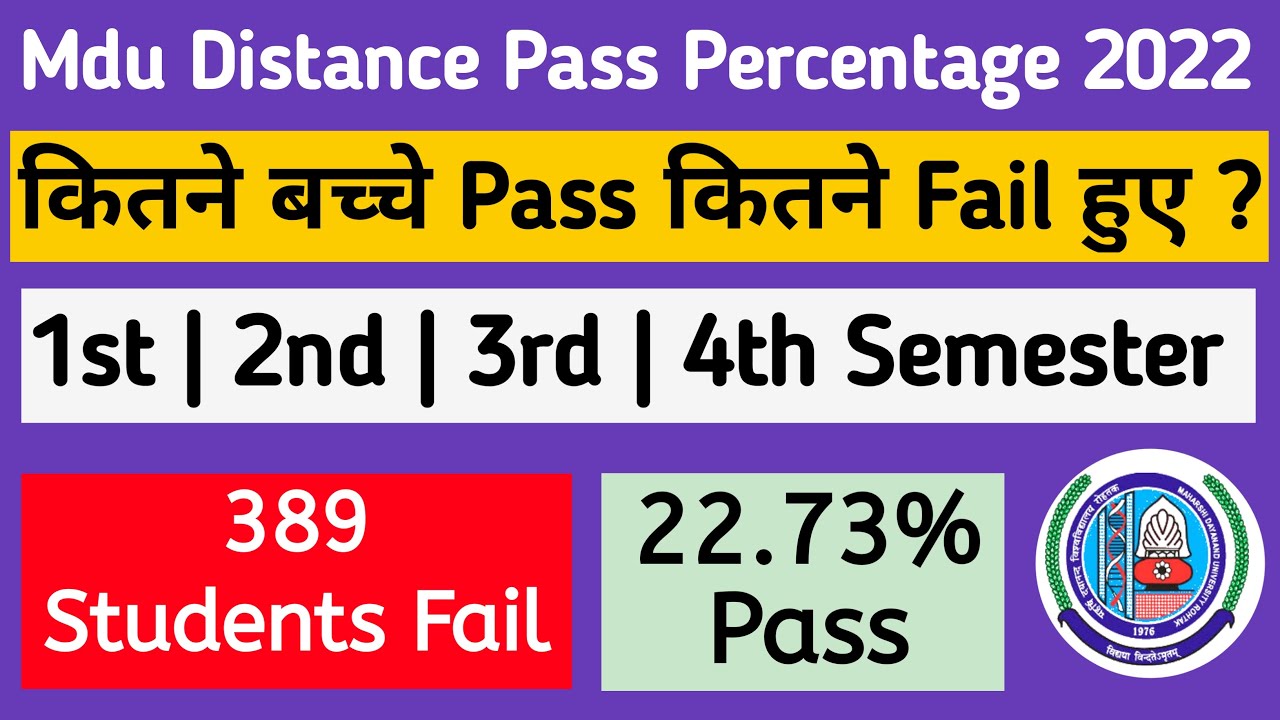 Mdu Distance Result में कितने बच्चे पास कितने फेल ? | Mdu bcom Distance Result Pass Percentage 2022