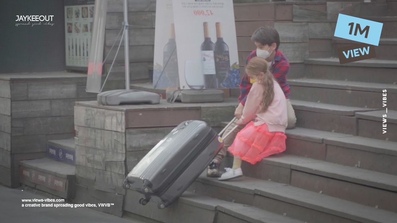 🧳 kids with their heavy luggage going up the stairs | social experiment
