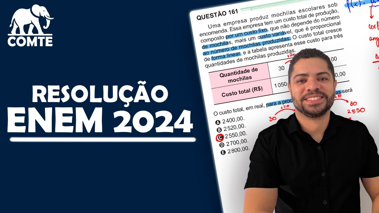 Questão 161 | Prova Verde ENEM 2024 | Uma empresa produz mochilas escolares sob encomenda.