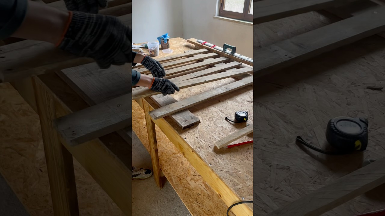 Making a fence with free pallet wood 👷 #asmr #woodworking #wood