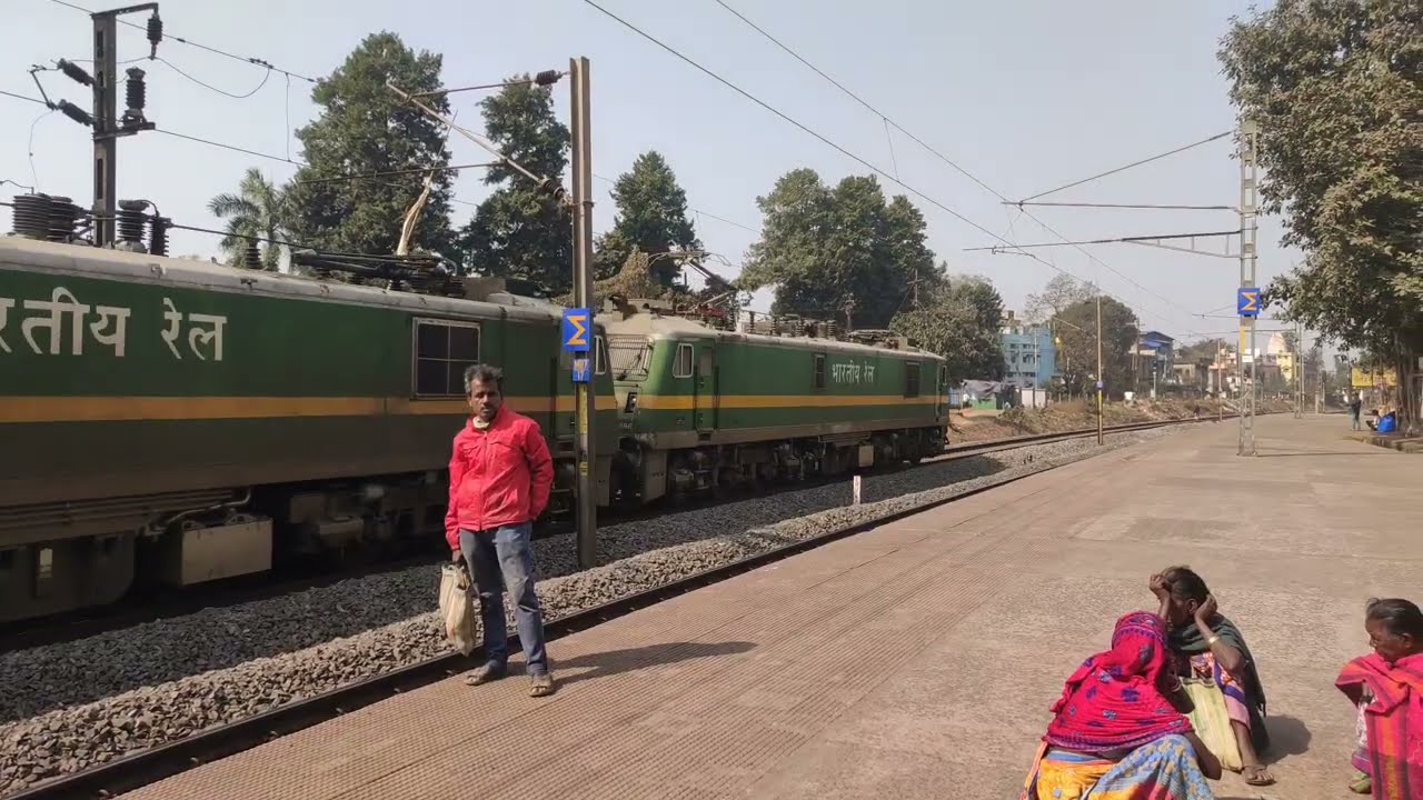 Dengarous WAP 7 engine Goods train leaving at Girimaidan Station 