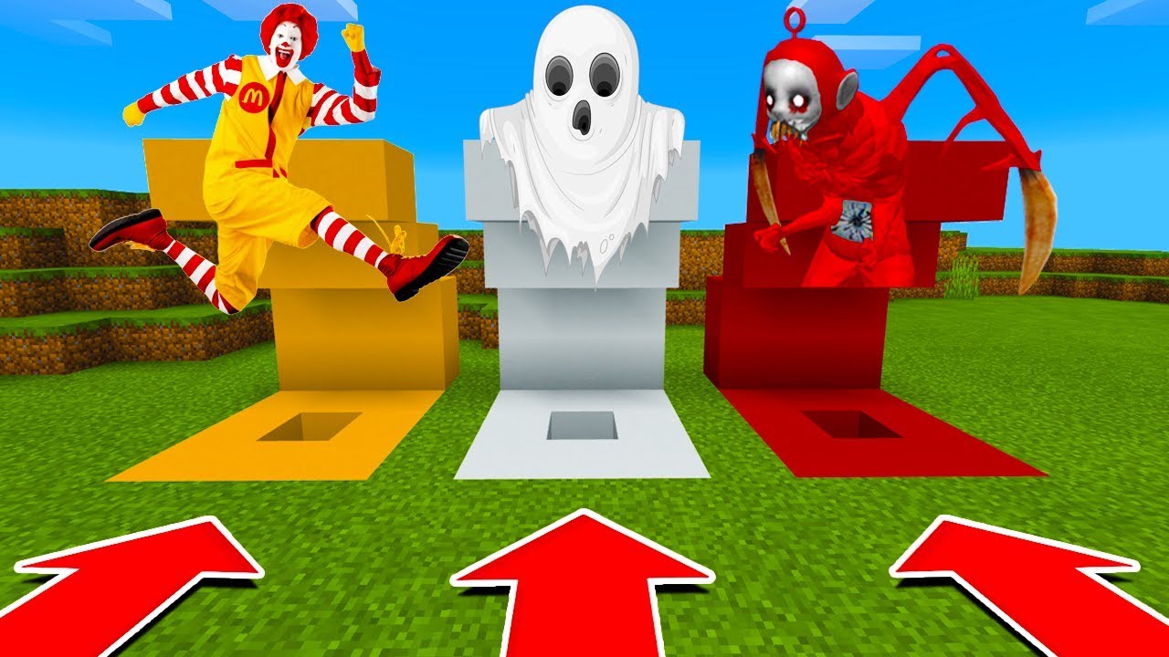 DO NOT CHOOSE THE WRONG HOLE IN Minecraft PE (Ronald McDonald, Ghost, & Po Slendytubbies)