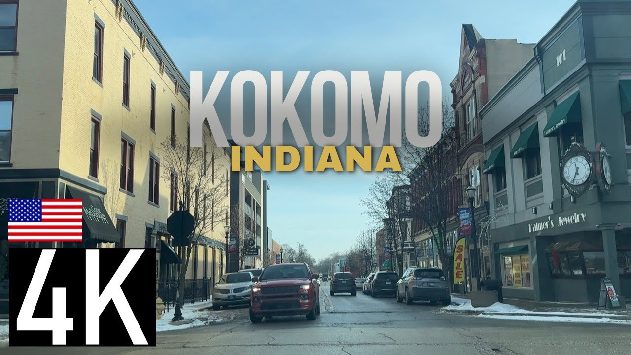 Winter Road Tour of Kokomo, Indiana in 4K - Downtown Kokomo IN
