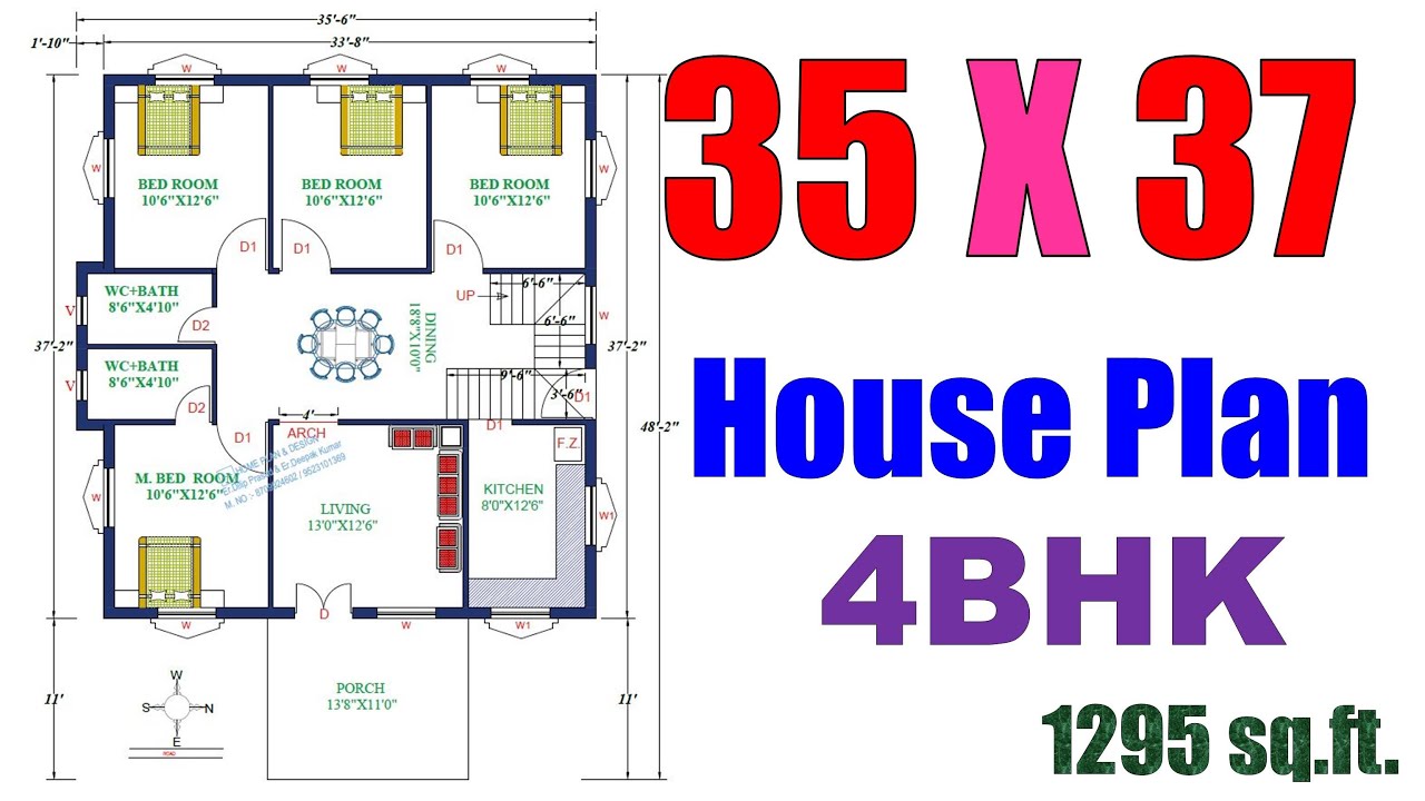 35 X 37 feet House Plan | घर का नक्शा 35 फ़ीट X 37 फ़ीट | Ghar ka Naksha |