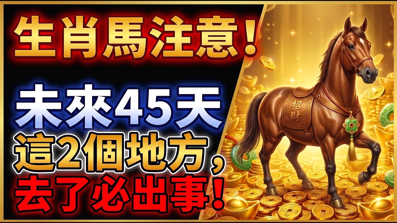 別不信邪！未來45天，生肖馬『氣場特殊』！千萬別去『2個地方』，去了必出事！#生肖馬 #生肖馬2026運勢 #2026屬馬運勢 #屬馬財運 #改運 #事業運 #趨吉避凶 #招財納福 #屬馬八字 #轉運