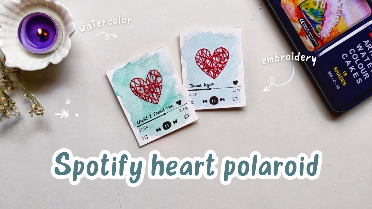 Mini spotify heart polaroid |  heart embroidery pattern | diy craft ideas