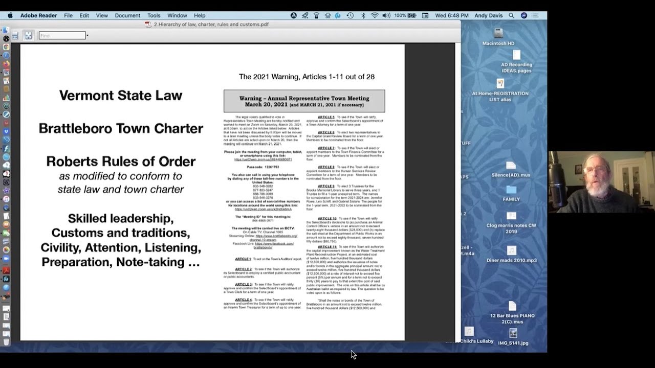 Brattleboro RTM Steering Committee: Robert's Rules Training 1/12/22