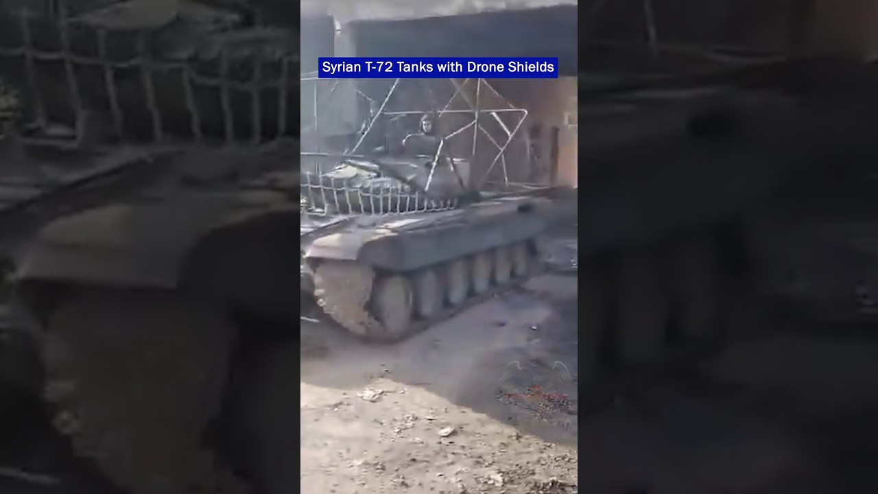 Syrian T-72M1 Tanks Fitted with Foldable Anti-Drone Protection