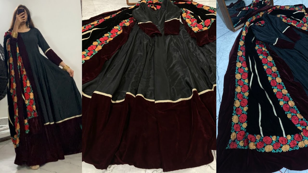 velvet frock cutting and stitching /new winter special Anarkali  long frock