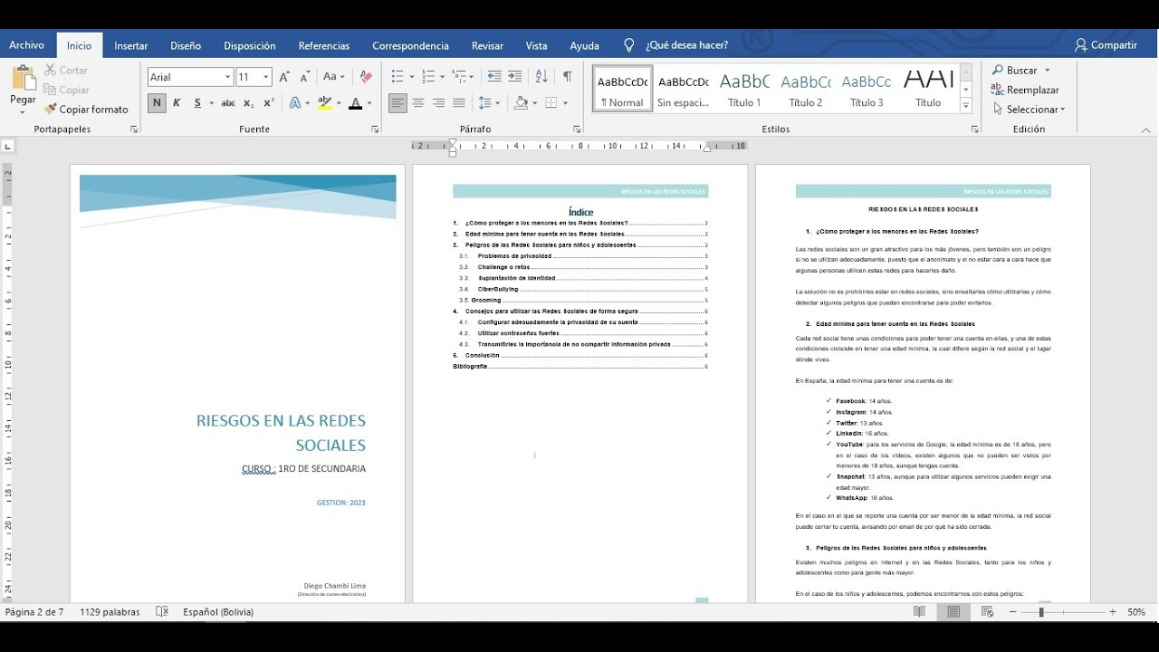 WORD || ÍNDICE AUTOMÁTICO Y PORTADA