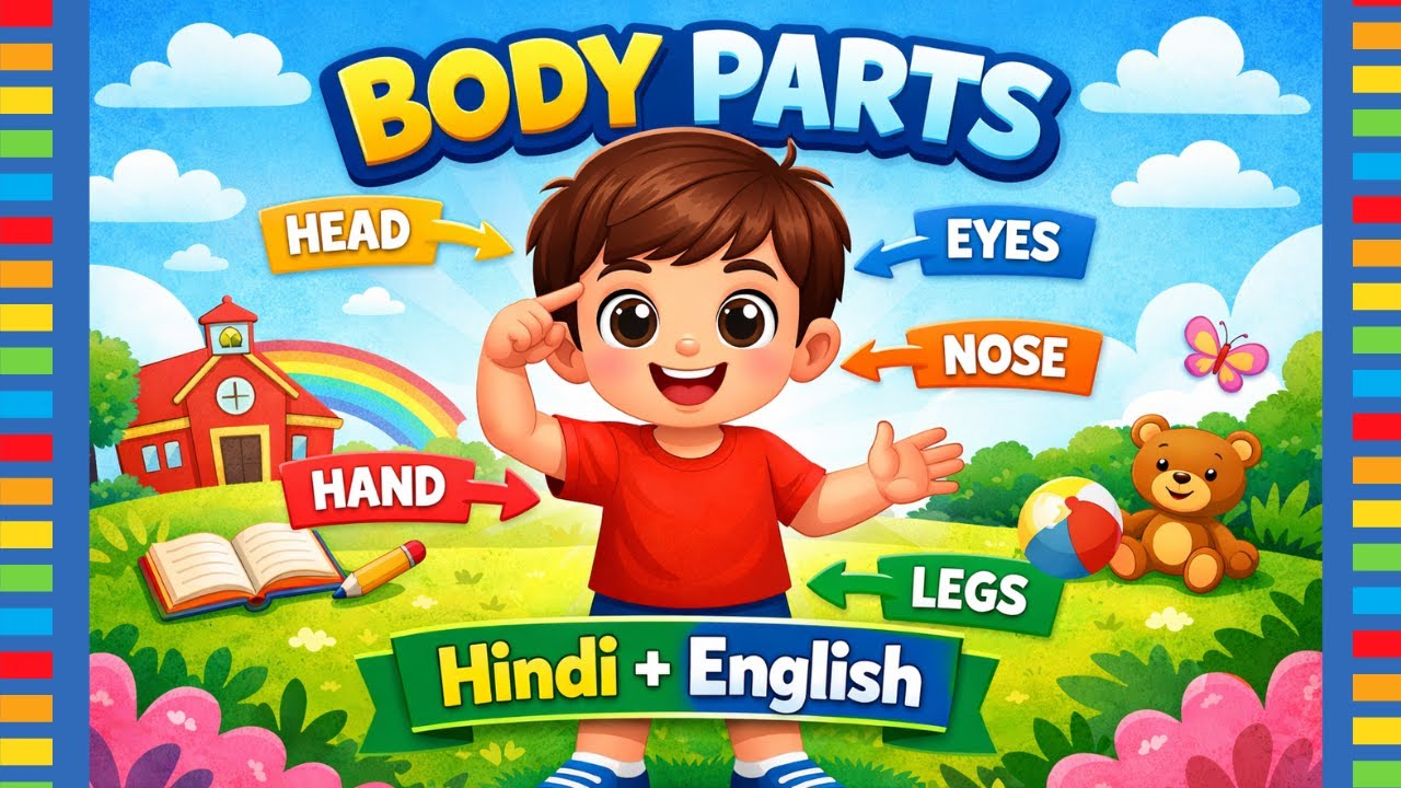 Learn Body Parts in Hindi and English | Kids Educational Video 