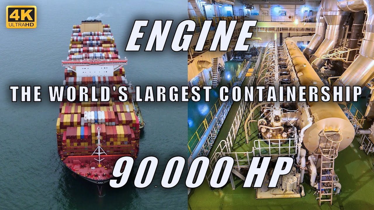 THE BIGGEST CONTAINER SHIP IN THE WORLD & ITS POWERFUL ENGINE - 4K UHD