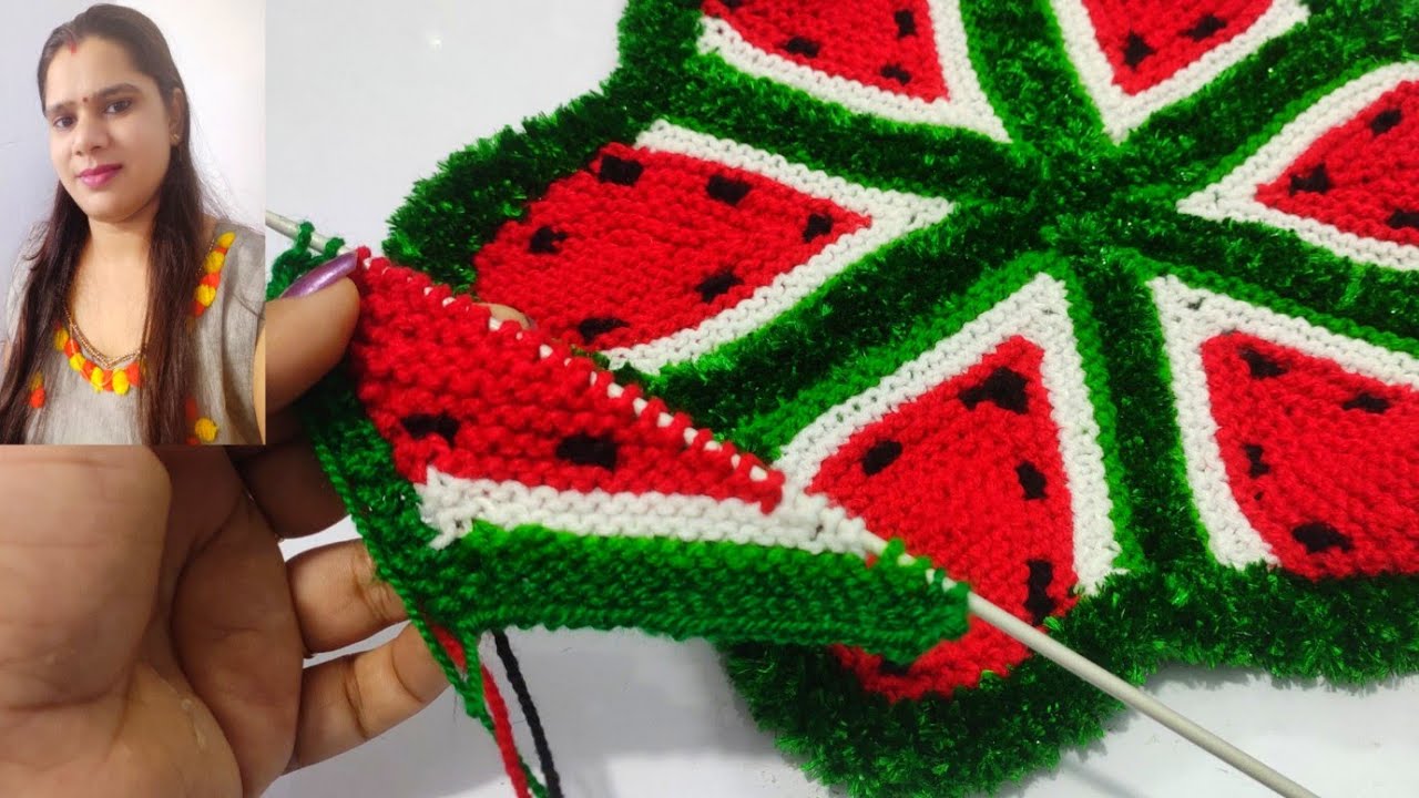 तरबूज डिजाइन टेबल मैट, New design table mat, #knitter&crafteryogita , #tablemat, #doormat, #thalposh
