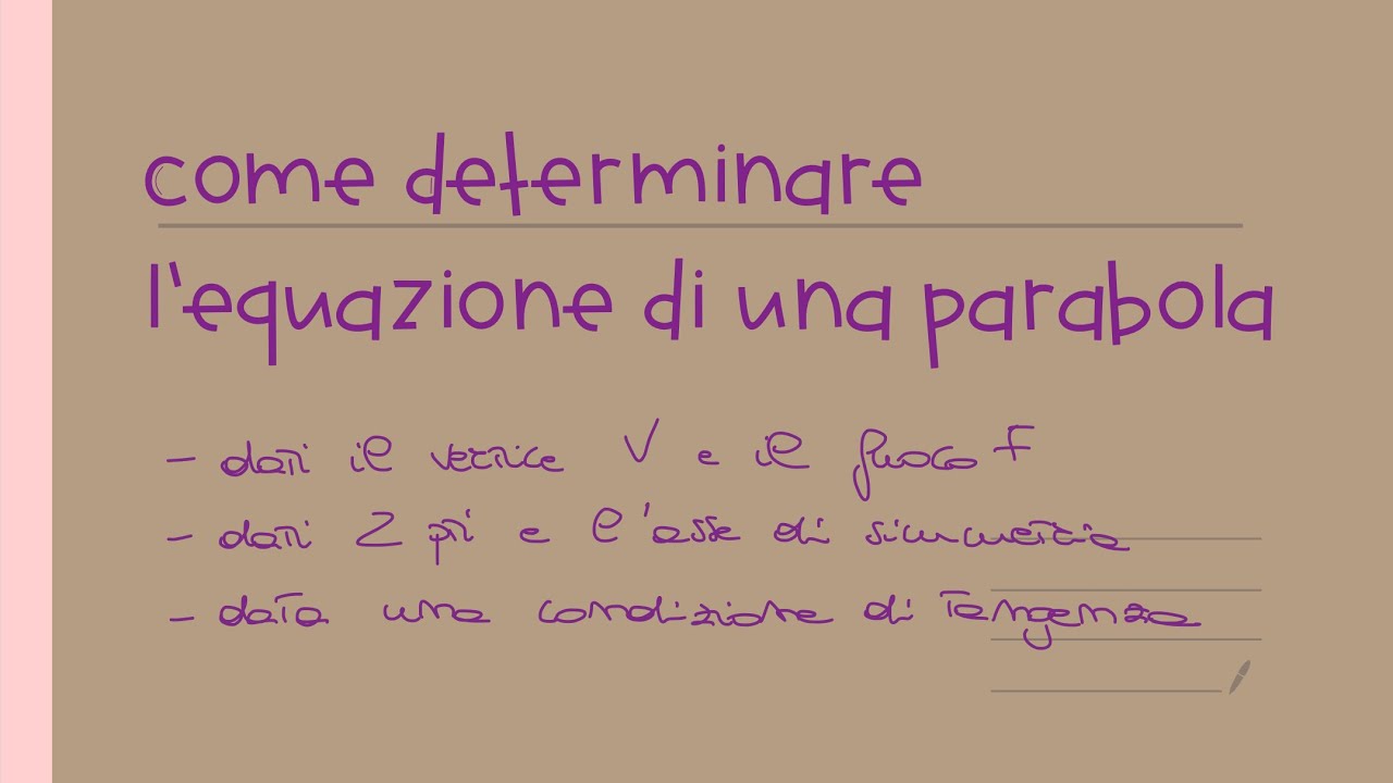 Come determinare l’equazione di una parabola, date alcune condizioni