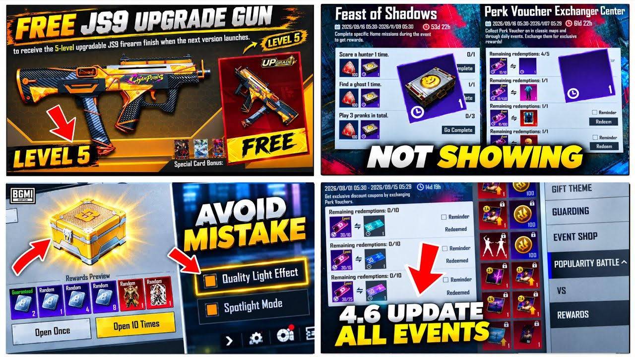 😱DON'T MISS THIS | BGMI 4.6 Update Is Here | FREE JS9 Upgrade Gun | Feast Of Shadow Event Explain