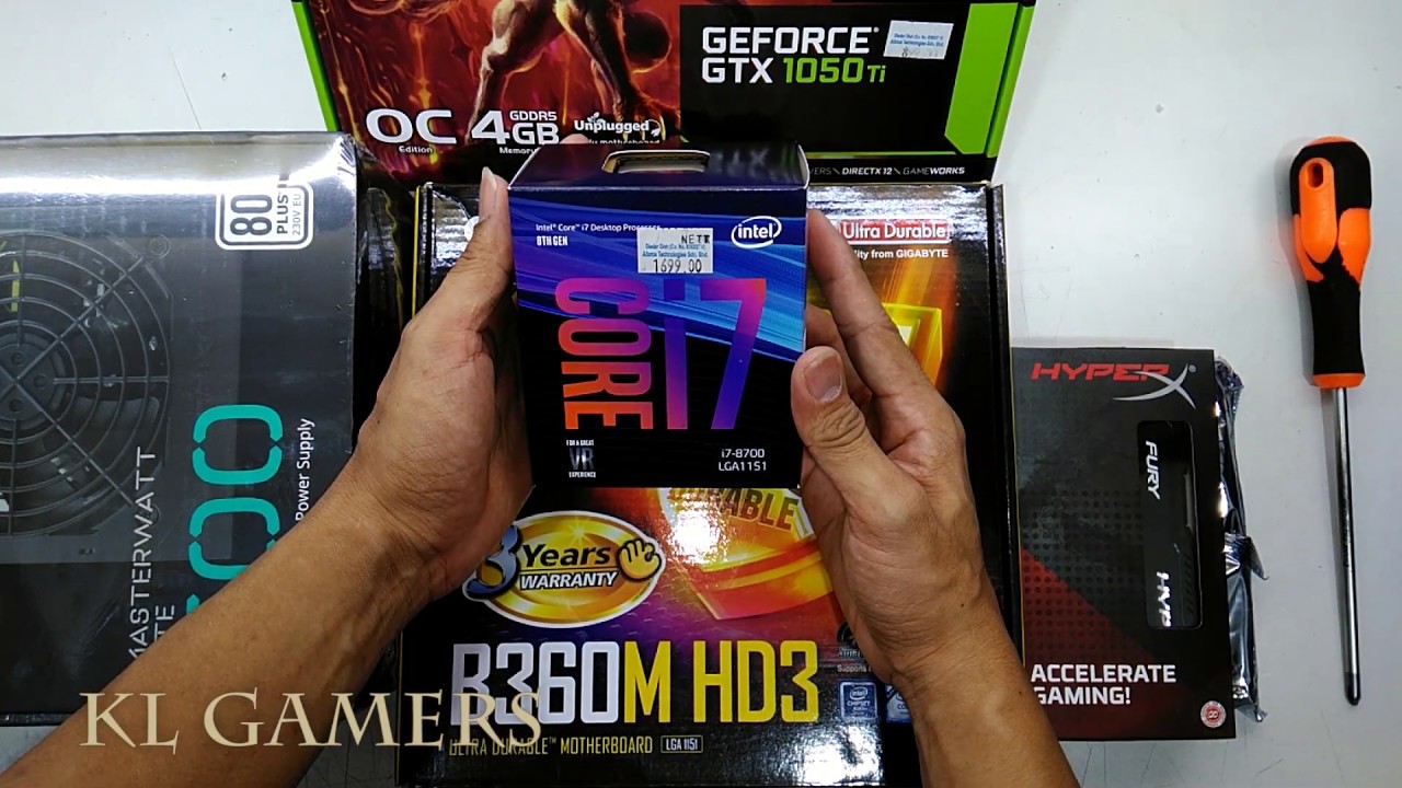 intel Core i7 8700 GIGABYTE B360M HD3 Hyper-X FURY GTX1050Ti Gaming PC 2019