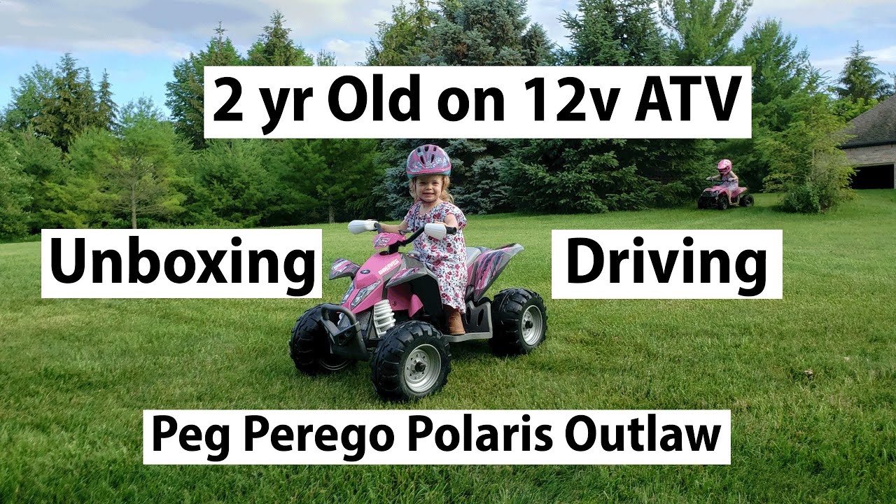 Распаковка и вождение - квадроцикл Peg Perego Polaris Outlaw Pink Power ATV - 12 В, игрушка для м...