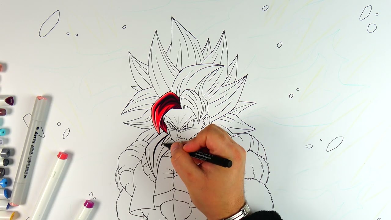 Coloring Gogeta SSj4 Full Body in Real Time - Part 1